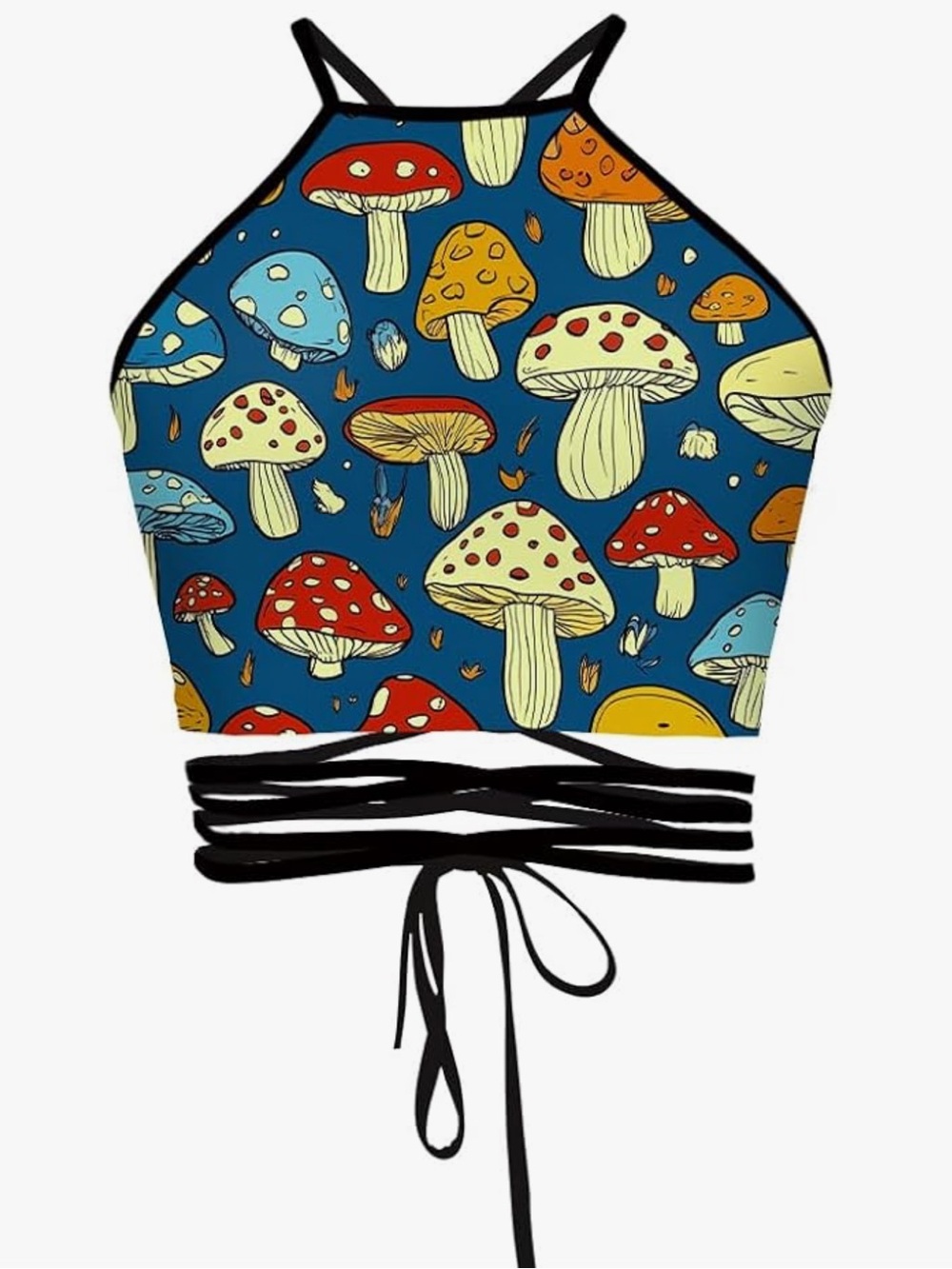 Chic Nation Blue Mushroom Halter Bikini Top
